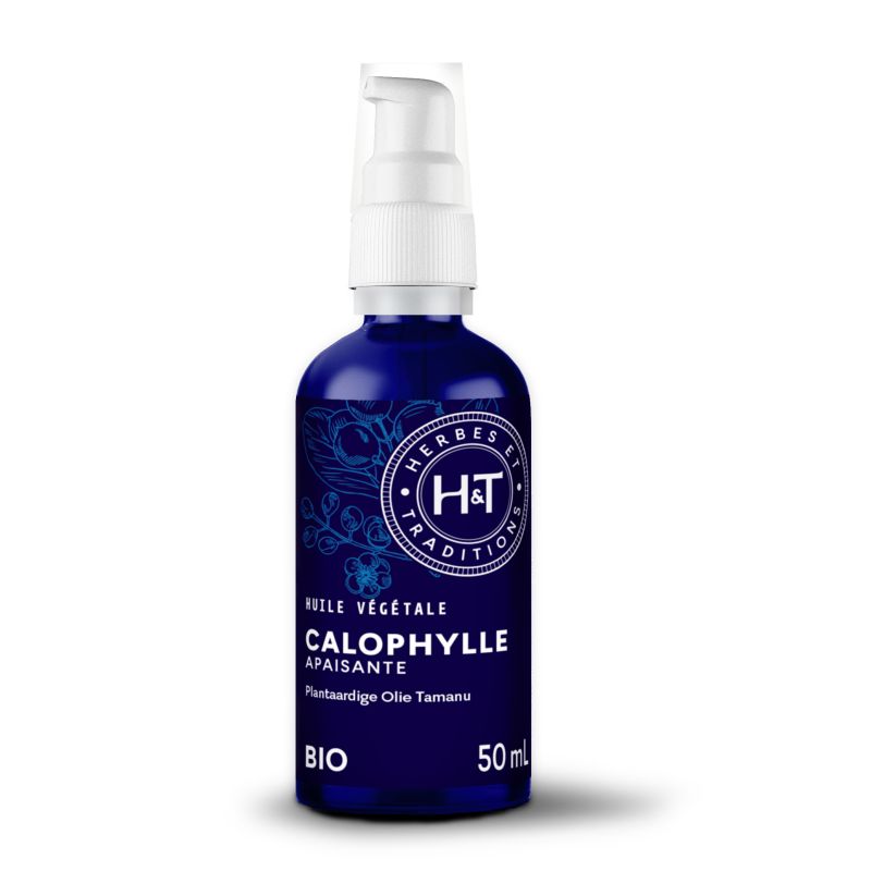 Flacon d’huile de Calophylle Bio 50 ml première pression à froid.