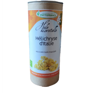 Flacon d’huile essentielle d’Hélichryse d’Italie Bio Helichrysum italicum 2 ml.
