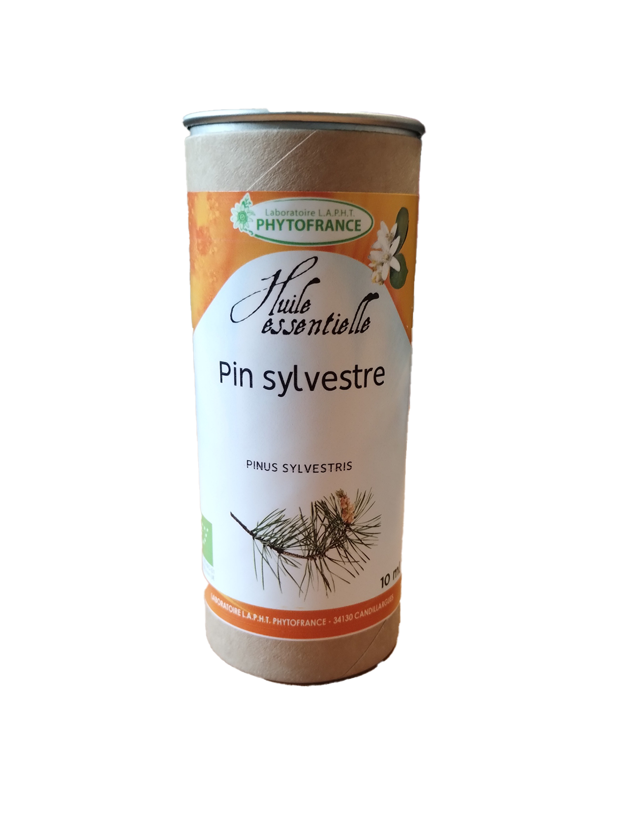 Flacon d’huile essentielle de Pin Sylvestre Bio Pinus sylvestris 10 ml.