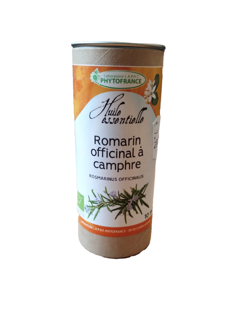 Huile essentielle romarin à camphre bio 10 ml Rosmarinus officinalis chémotype camphre composition aromathérapie