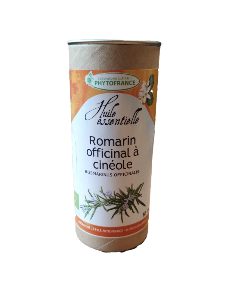 Huile essentielle romarin à cinéole bio 10 ml Rosmarinus officinalis Maroc chémotype cinéole composition aromathérapie