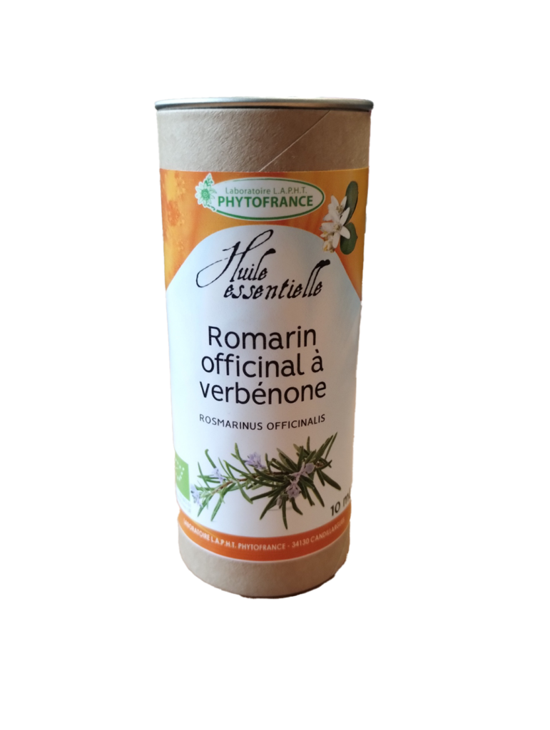 Huile essentielle romarin à verbénone bio 10 ml Rosmarinus officinalis composition chémotype verbénone aromathérapie