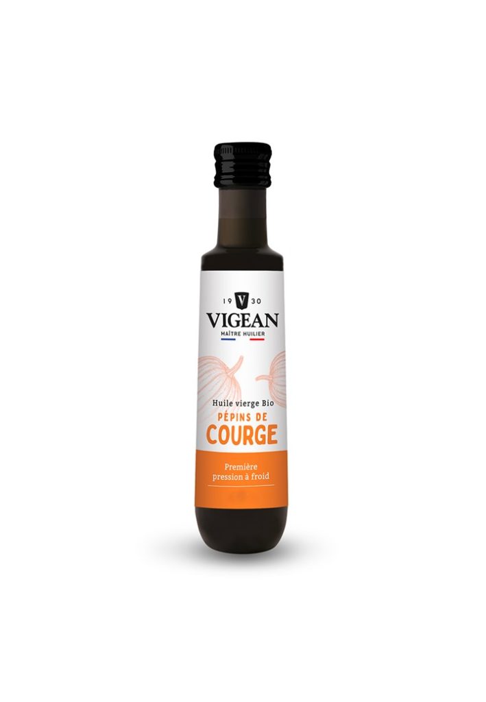 Huile de courge 25 cl Vigean bio huile vierge pepins de courge Naturaly Bailleul herboristerie.