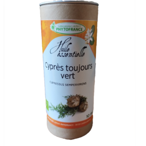 Cyprès 10 ml huile essentielle biologique de Cupressus sempervirens distillée à partir des rameaux avec profil aromatique résineux.