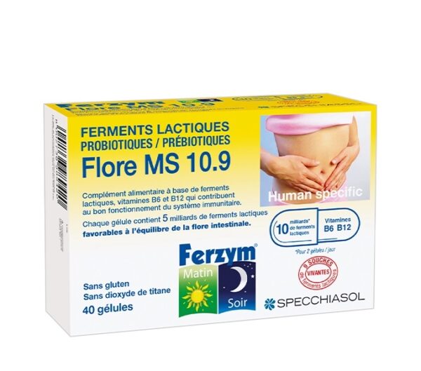 Ferzym Flore MS 10.9 40 gélules probiotiques prébiotiques