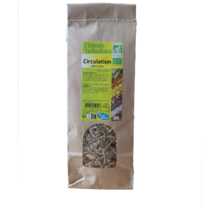 Tisane Circulation Détendue mélange de plantes biologiques en vrac 100 g infusion avec tilleul aubier cassis fenouil coriandre et olivier.