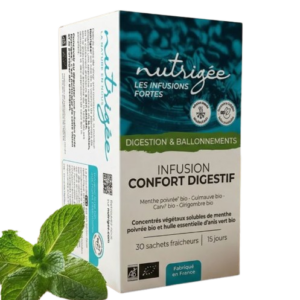 Infusion Confort Digestif Nutrigée 30 sachets bio menthe carvi Naturaly Bailleul.