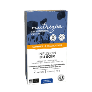 Infusion du Soir Nutrigée 30 sachets bio sommeil relaxation Naturaly Bailleul.