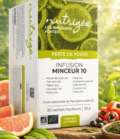 Infusion Minceur 10 Bio Nutrigée guarana thé vert maté 30 sachets