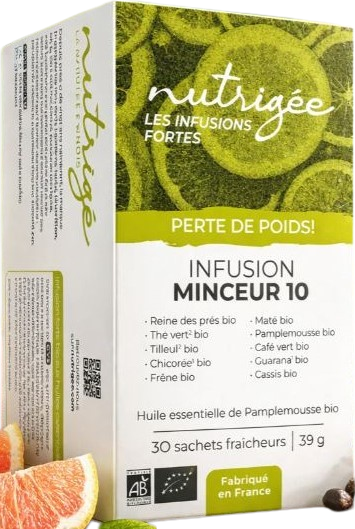 Infusion Minceur 10 BIO Nutrigée 30 sachets plantes drainage Naturaly Bailleul.