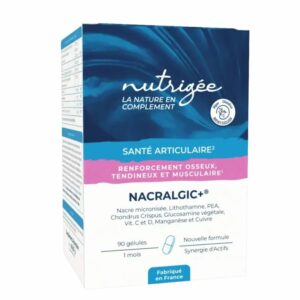 Boîte de Nacralgic+ 90 gélules Nutrigée à base de nacre micronisée, PEA, lithothamne, Chondrus crispus et glucosamine végétale
