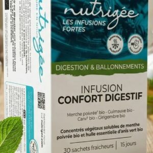 Infusion Confort Digestif Bio Nutrigée menthe poivrée guimauve carvi 30 sachets