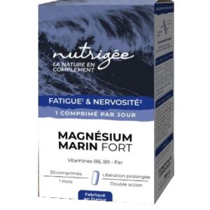 Découvrez Magnésium Marin Fort 30 comprimés : magnésium issu de l'eau de mer, comprimé bicouche à libération prolongée, fer et vitamines