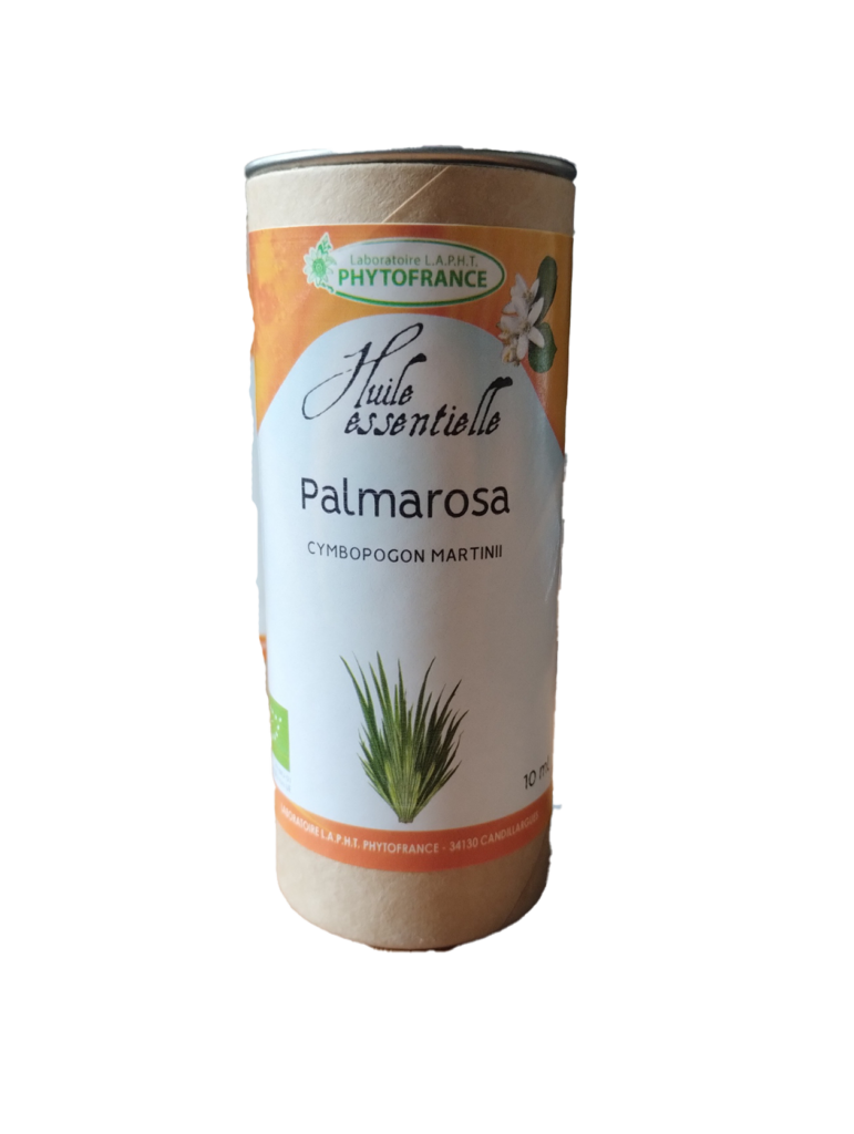 Palmarosa 10 ml huile essentielle bio Cymbopogon martinii Naturaly Bailleul.