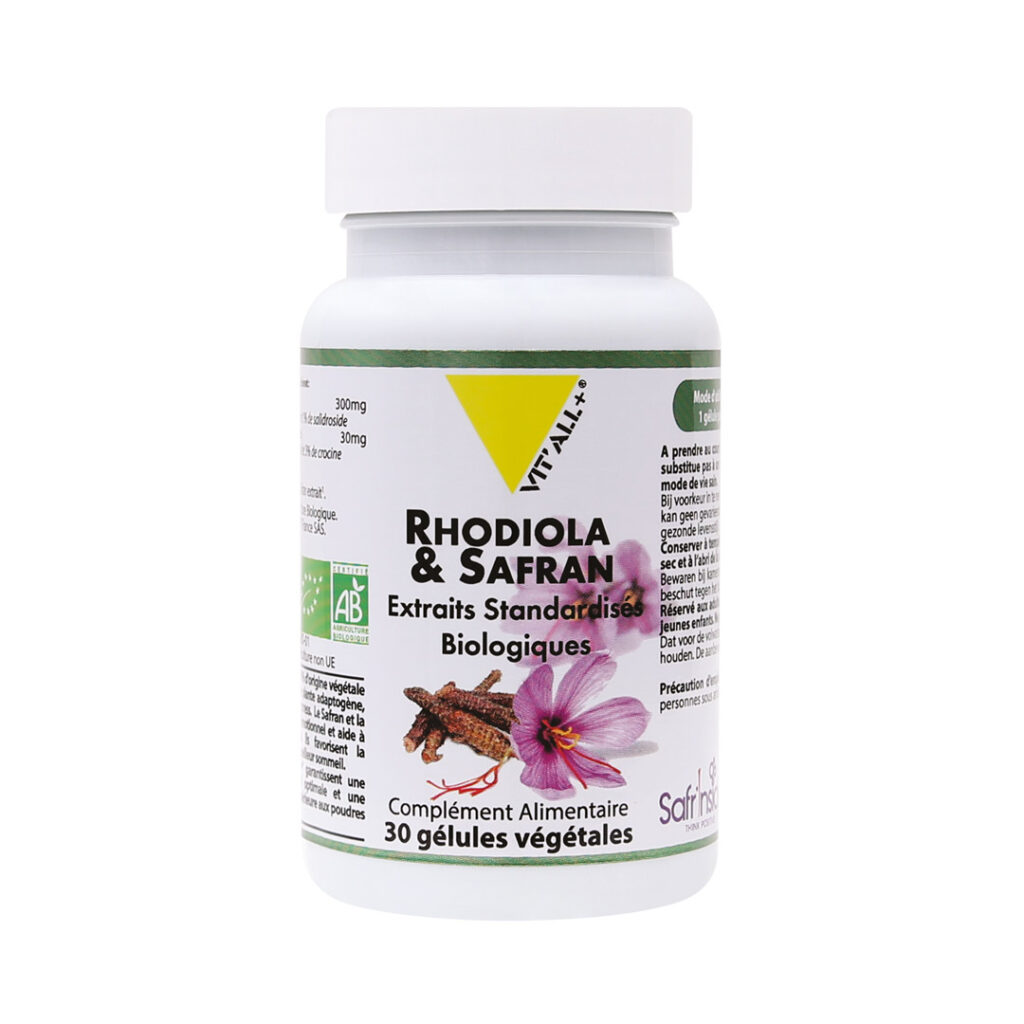 Rhodiola Safran 30 gélules complément alimentaire bio VIT’ALL+ Naturaly Bailleul.