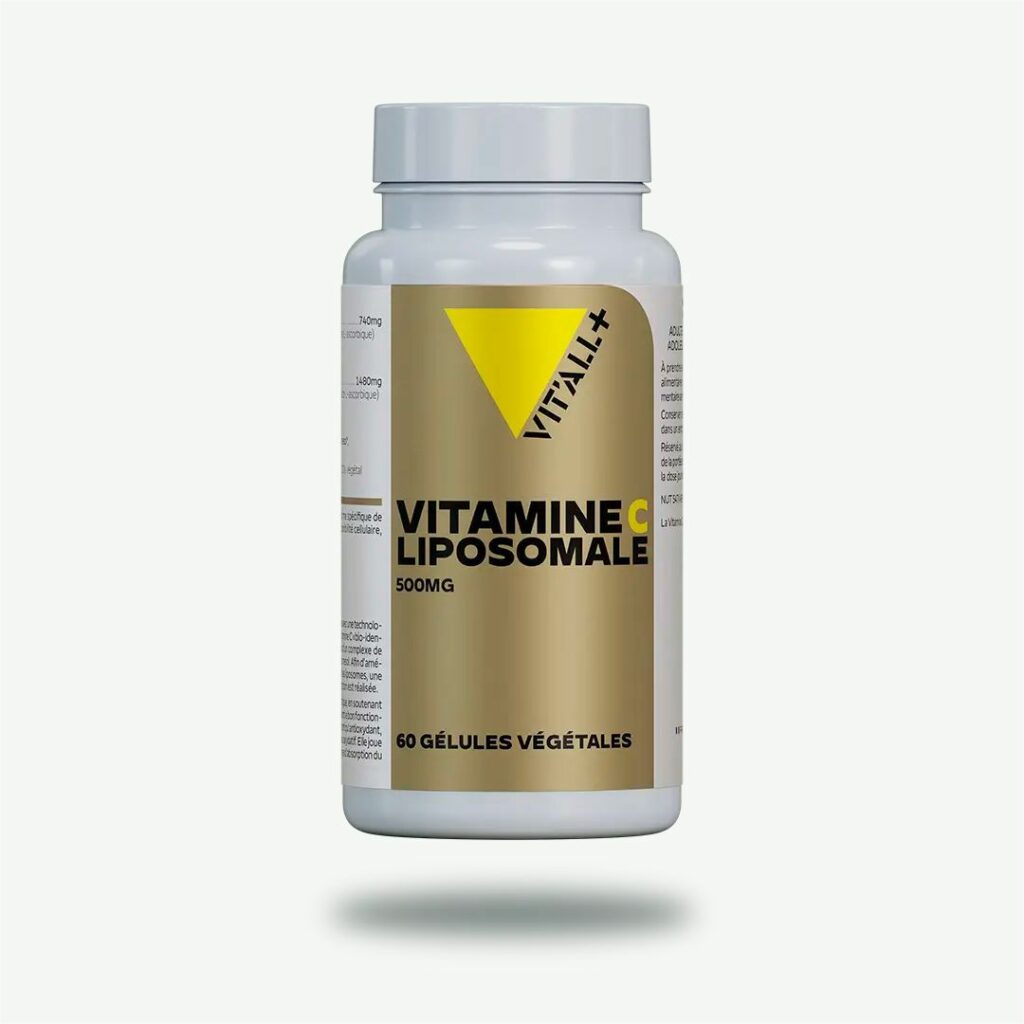 Vitamine C Liposomale 500 mg Vit’All+ en flacon de 60 gélules.