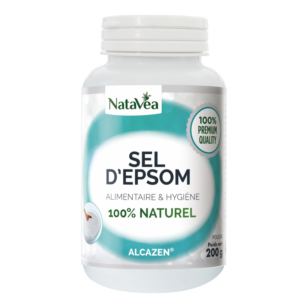 Alcazen Sel d'Epsom 200 g Vibra NataVéa sulfate de magnésium hydraté pour bains et soins corporels