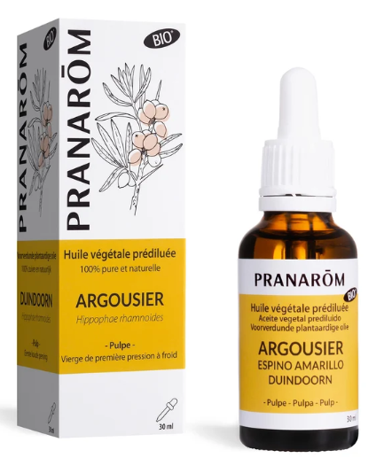 Huile d'argousier bio Pranarôm 30 ml pulpe première pression à froid prédiluée à 20 %