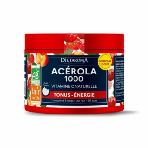 Acérola 1000 Bio Diétaroma 60 comprimés à croquer vitamine C naturelle.