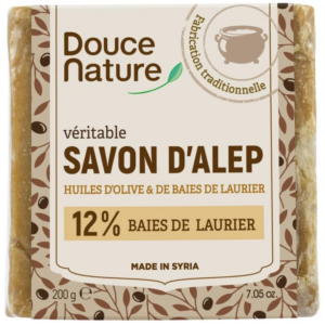 Savon d'Alep Douce Nature 200 g à 12 % d'huile de baies de laurier et huile d'olive