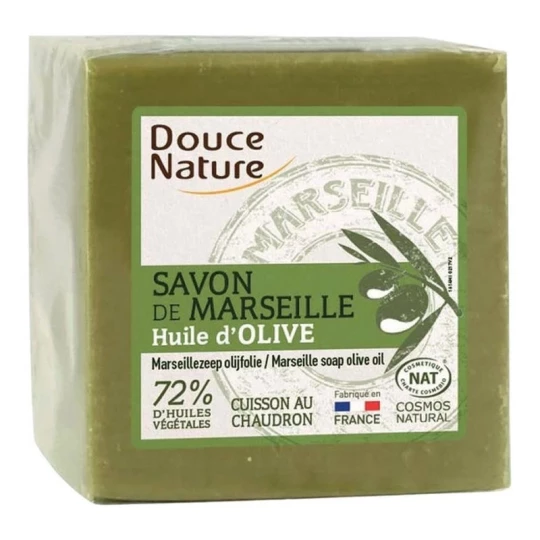 Savon de Marseille Douce Nature huile d'olive 300 g 72 % huiles végétales cuisson au chaudron